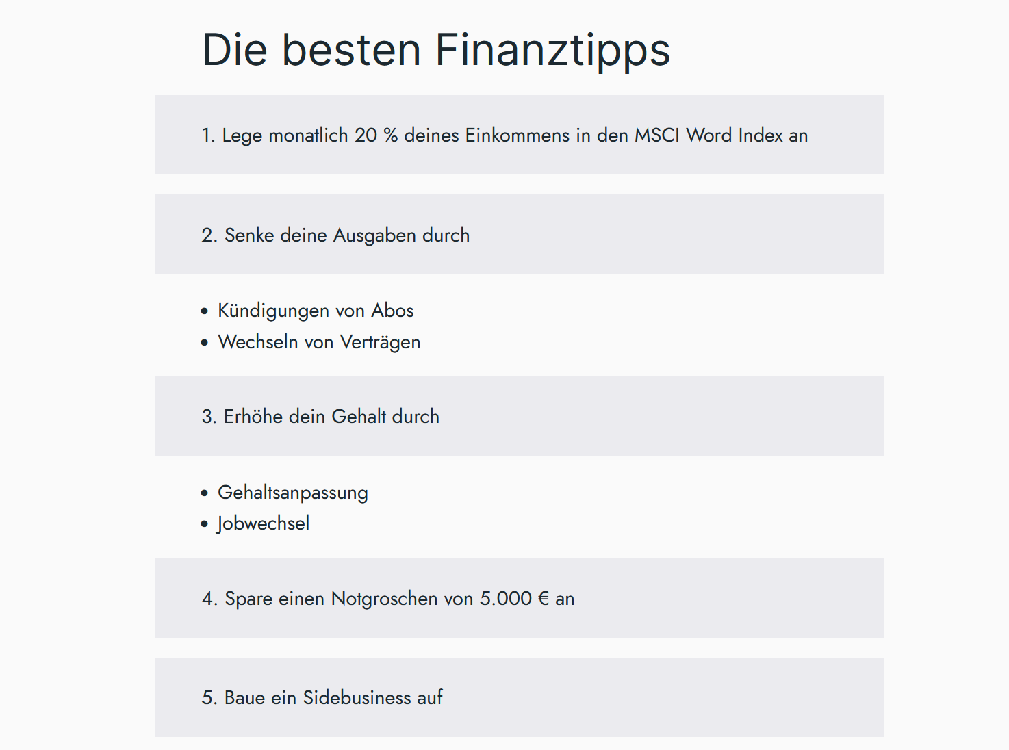 Beste Finanztipps