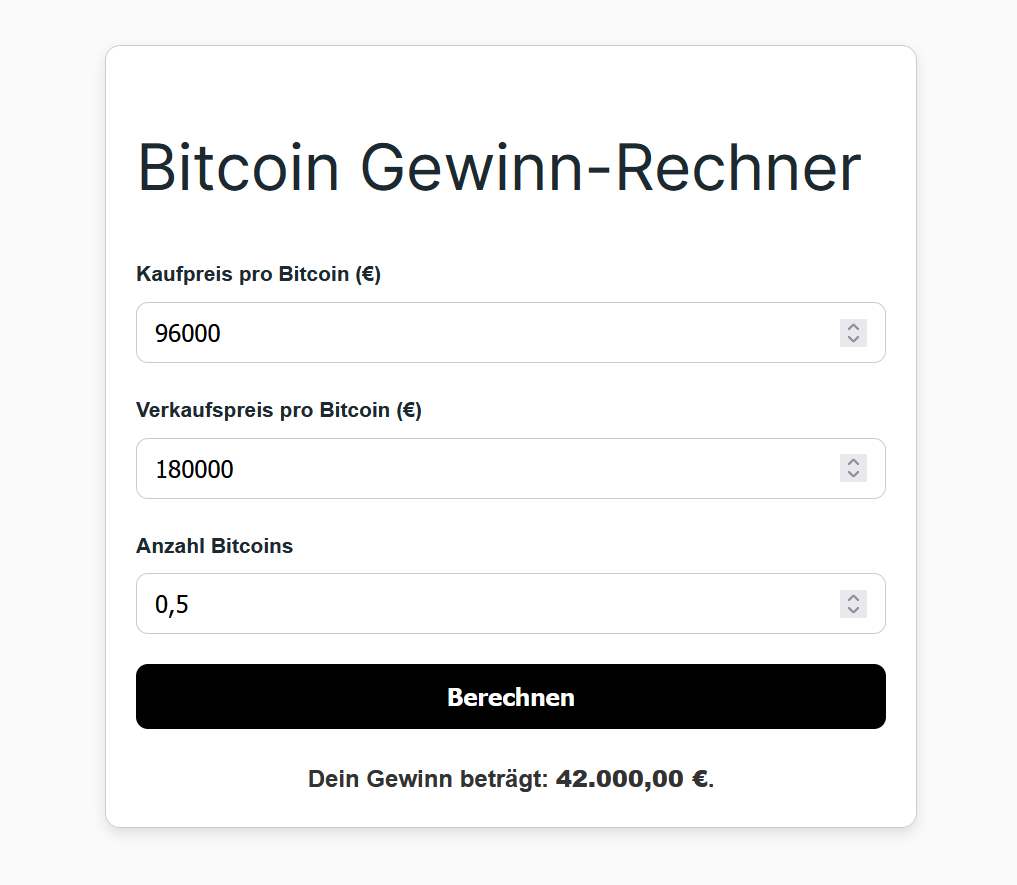 Bitcoin Gewinn Rechner