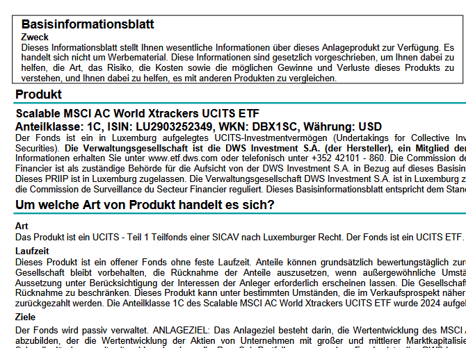 KIID Scalable MSCI AC World Xtrackers UCITS ETF