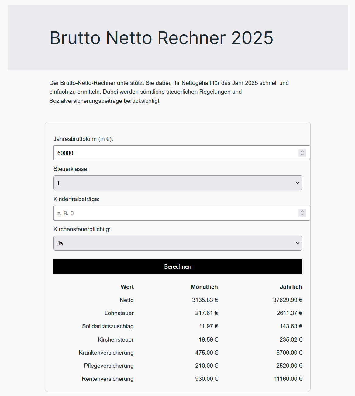 Brutto Netto Rechner Gehalt Berechnen 05 2025 Brutto Netto Rechner Gehalt Berechnen 05 2025