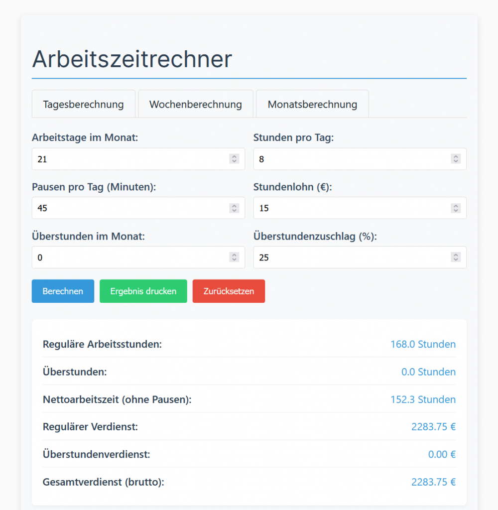 Arbeitszeitrechner