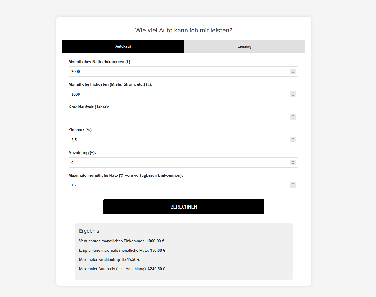 Wie viel Auto Rechner
