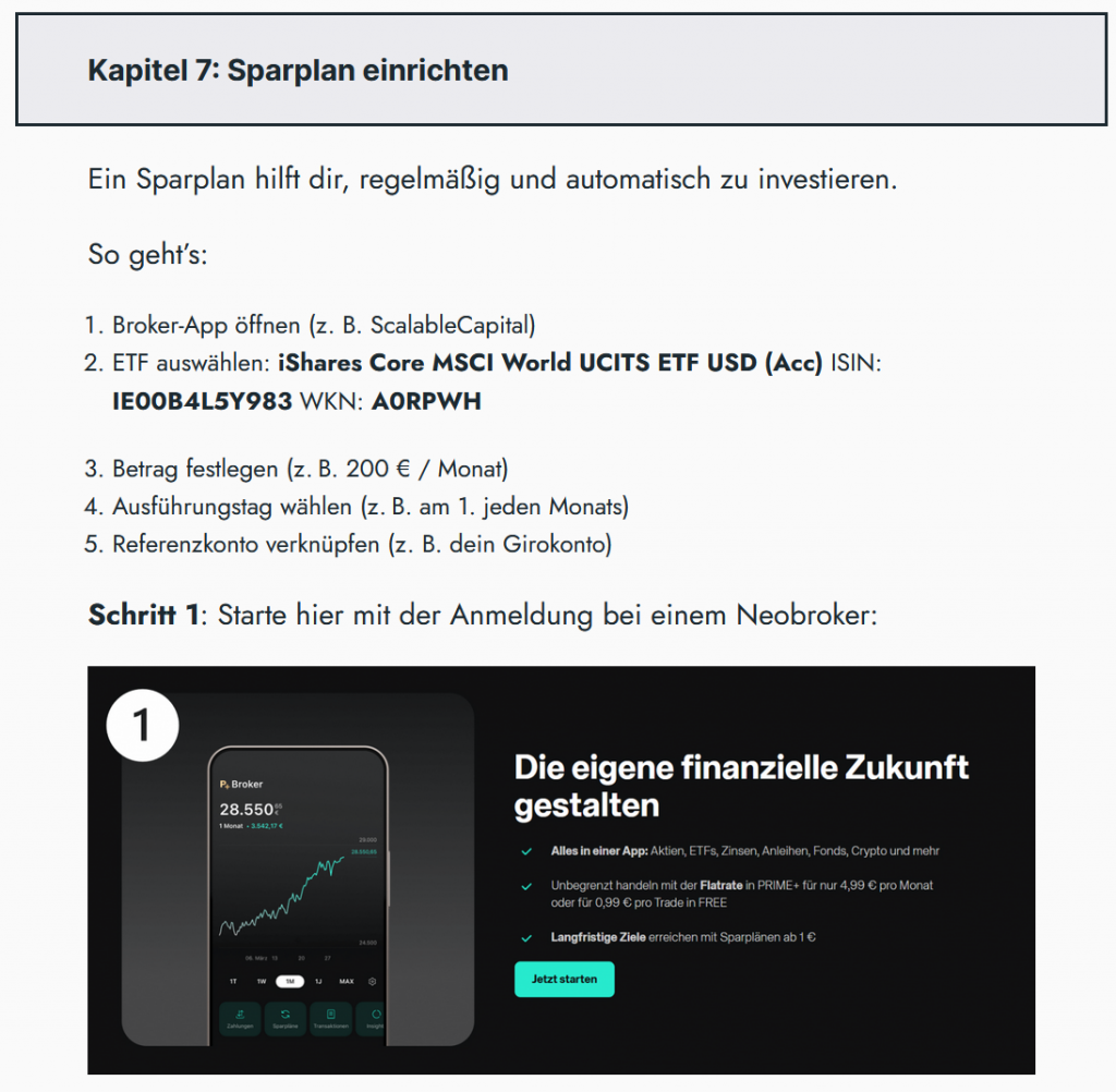 Sparplan einrichten Vorschau