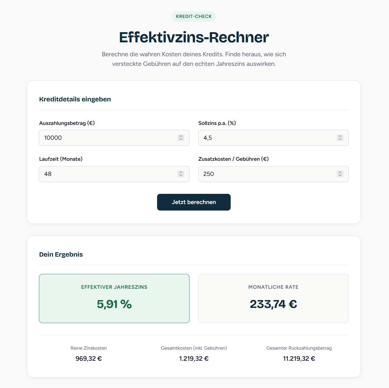 Effektivzins Rechner
