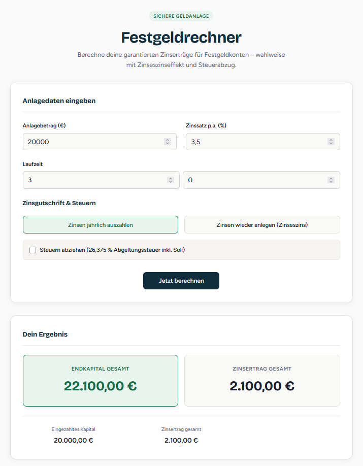 Festgeld Rechner