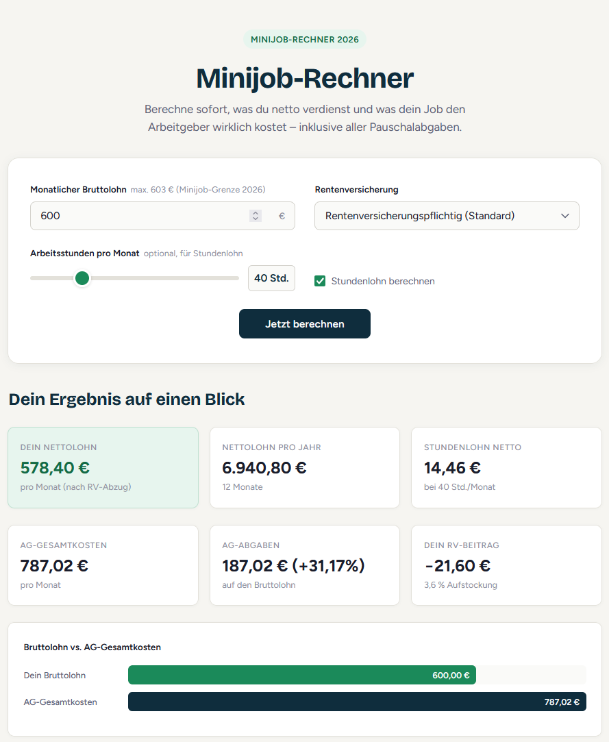 Minijob Rechner