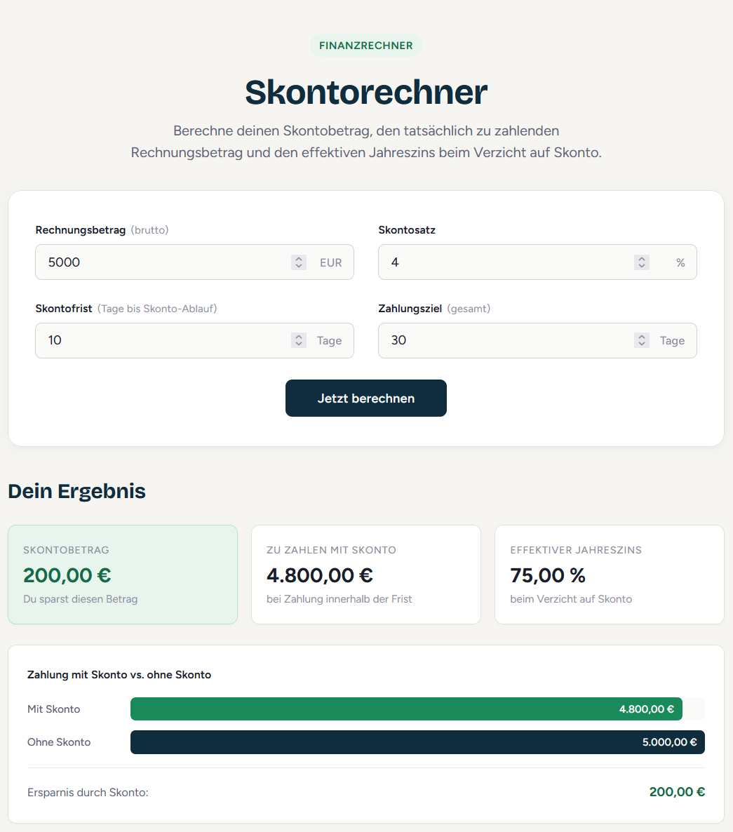Skonto Rechner