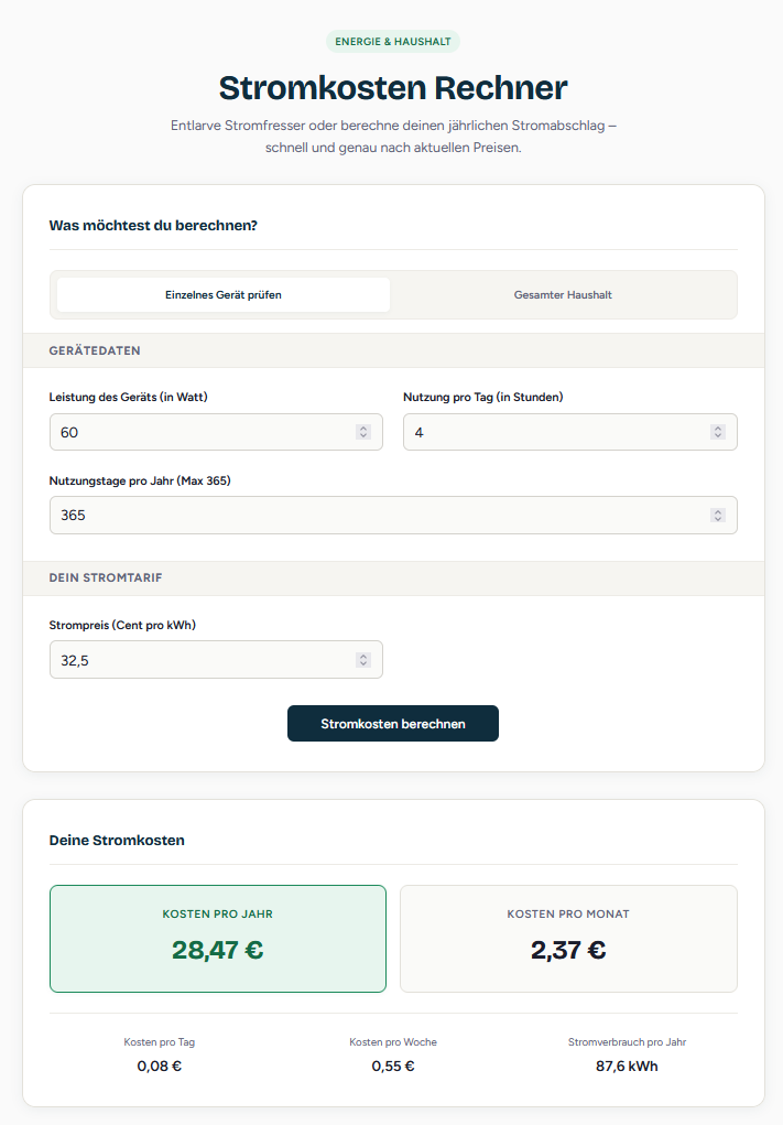 Stromkosten Rechner