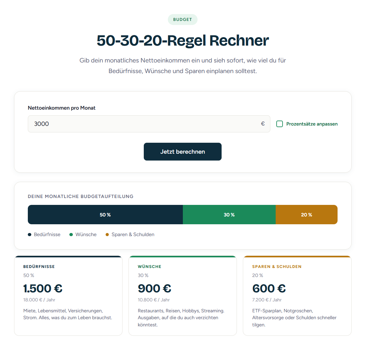 50-30-20 Regel Rechner