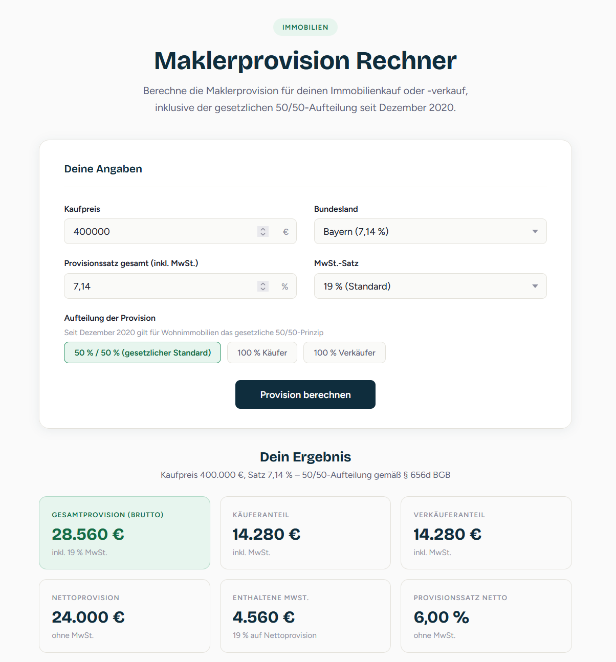 Maklerprovision Rechner