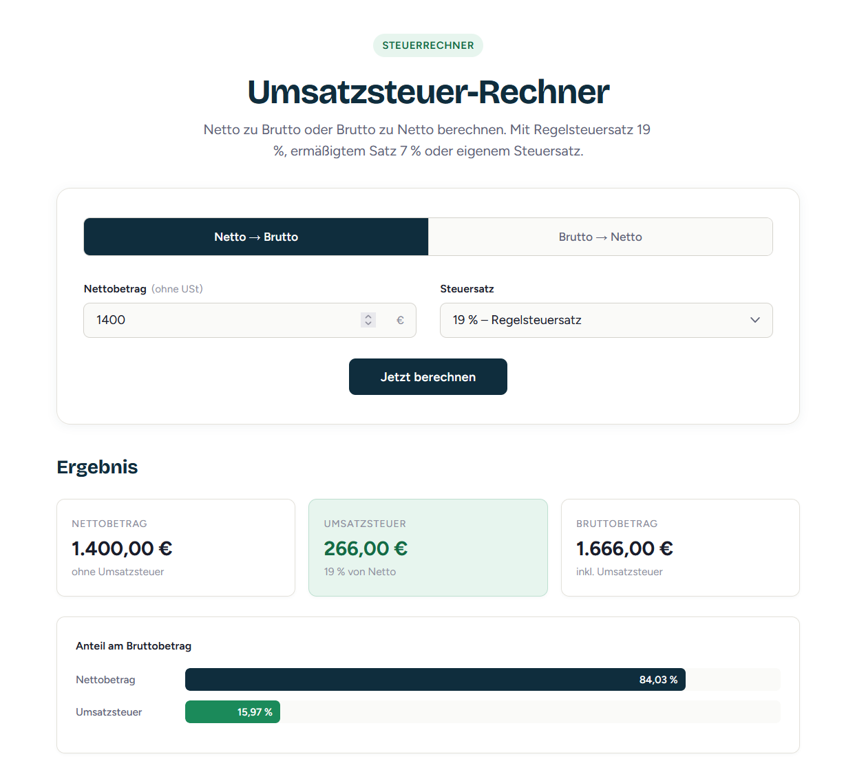 Umsatzsteuer Rechner