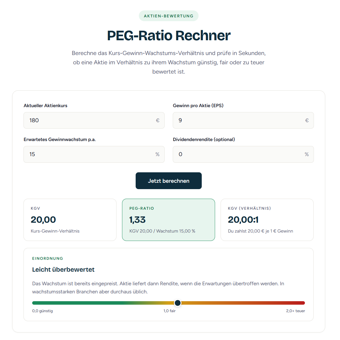 PEG Ratio Rechner